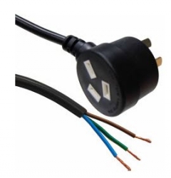 Dynamix 10Amp 3Pin Tapon Plug to Bare End 3metres - Choose Colour