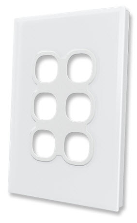 Fusion 6Gang Grid & Cover Plate - White