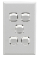 HPM Excel 5Gang Light Switch - White