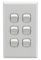 HPM Excel 6Gang Light Switch - White