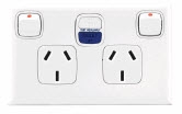 HPM Excel Electresafe 10A 30mA Double Horizontal Socket - White