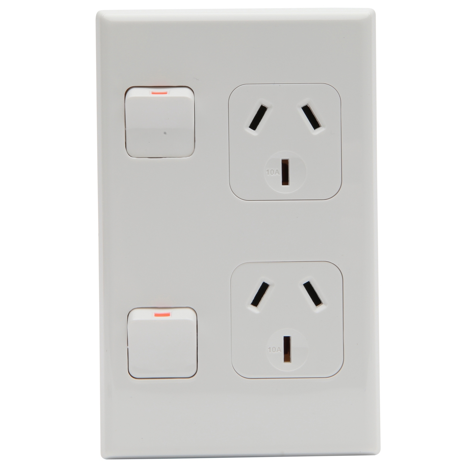PDL692WH - PDL 600 Series Socket Outlet, Twin switched, Assembled, Vertical, 250V, 10A - White