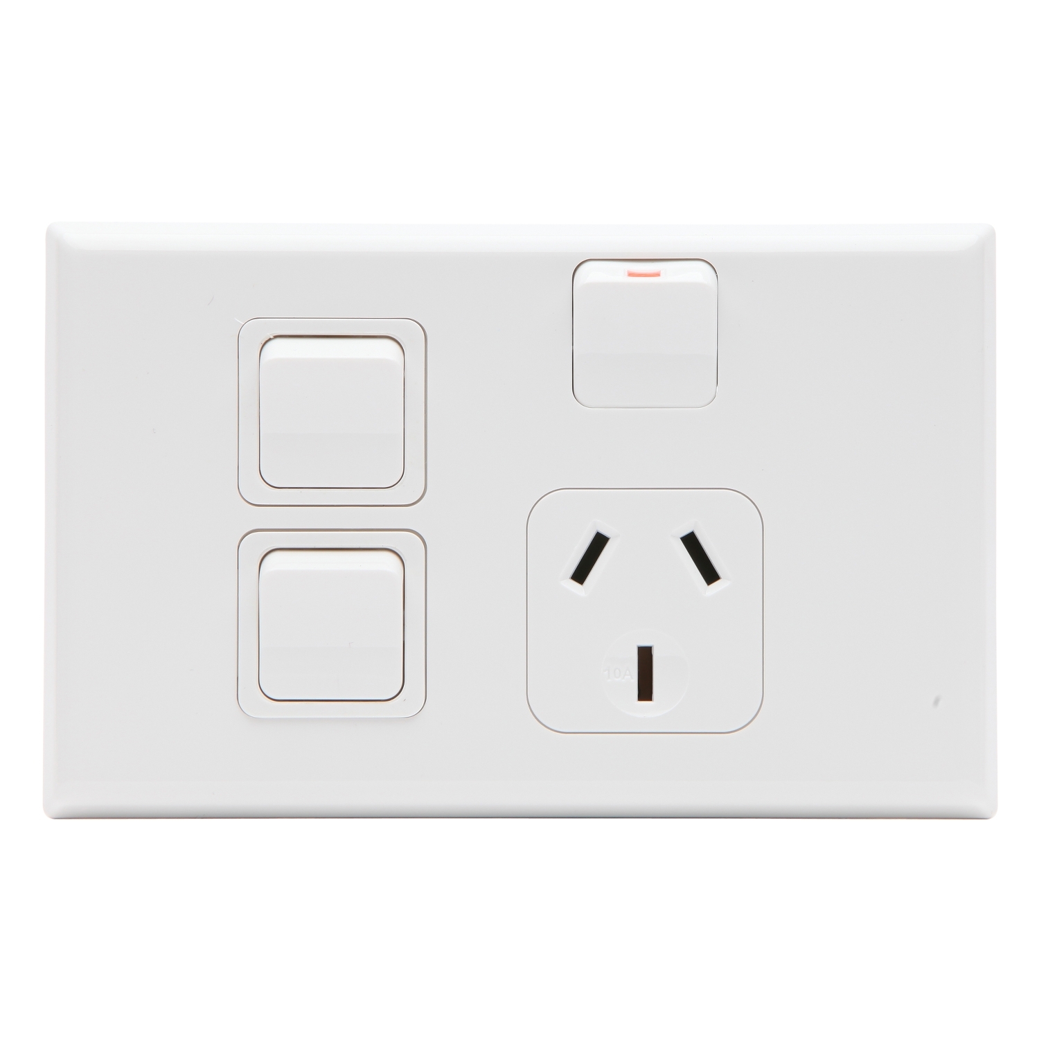 PDL Single Horizontal Switch Socket Outlet With 2 Removable Switch; 10A, White