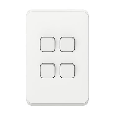 PDL384-VW - PDL Iconic Switch 4Gang 250V 10AX 20Amp - Vivid White