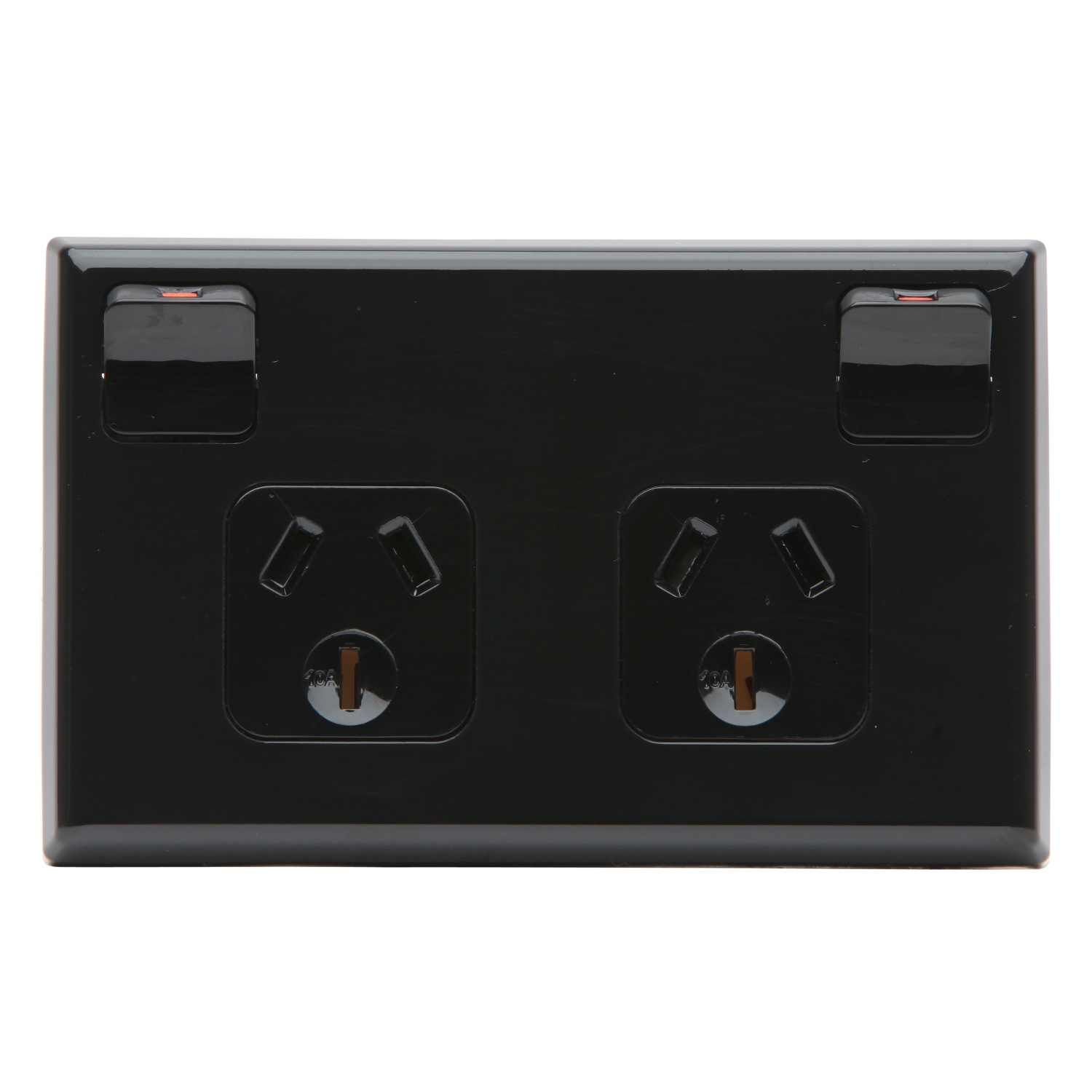 PDL Socket Outlet 600 Series - Twin switched - Assembled - Horizontal - 250 V - 10 A - Black
