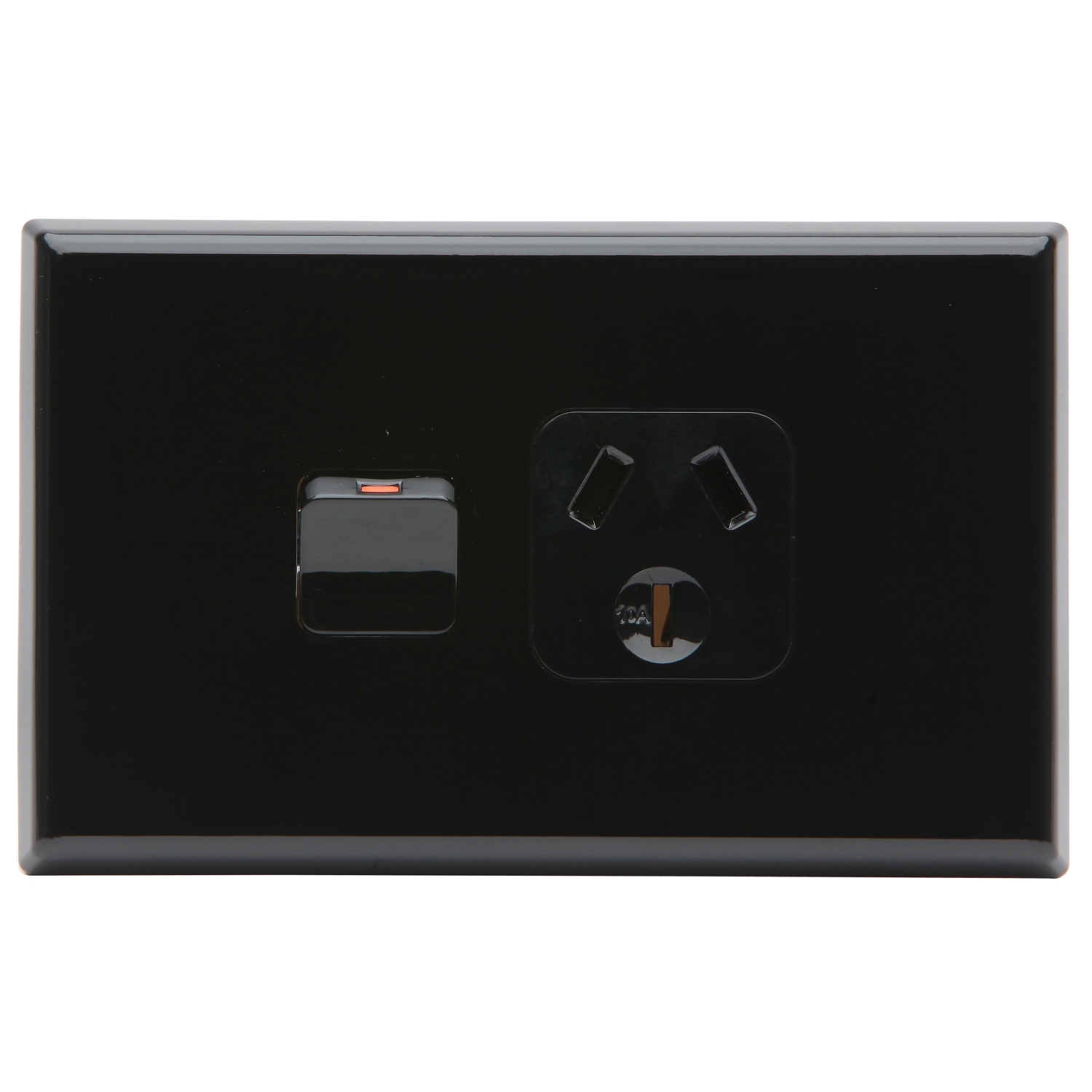 PDL Socket Outlet 600 Series - Single switched - Assembled - Horizontal - 250 V - 10 A - Black