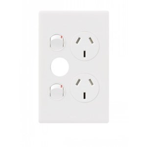 Excel Life Double Vertical Socket with Extra Hole - Choose Colour