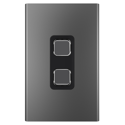 PDL Iconic Styl, cover frame, 2 switches, vertical - Silver Shadow