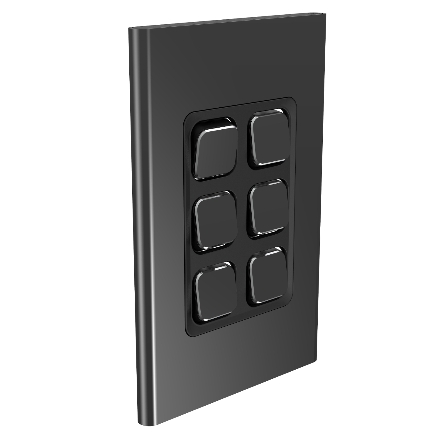 PDL Iconic Styl, cover frame, 6 switches, vertical - Silver Shadow