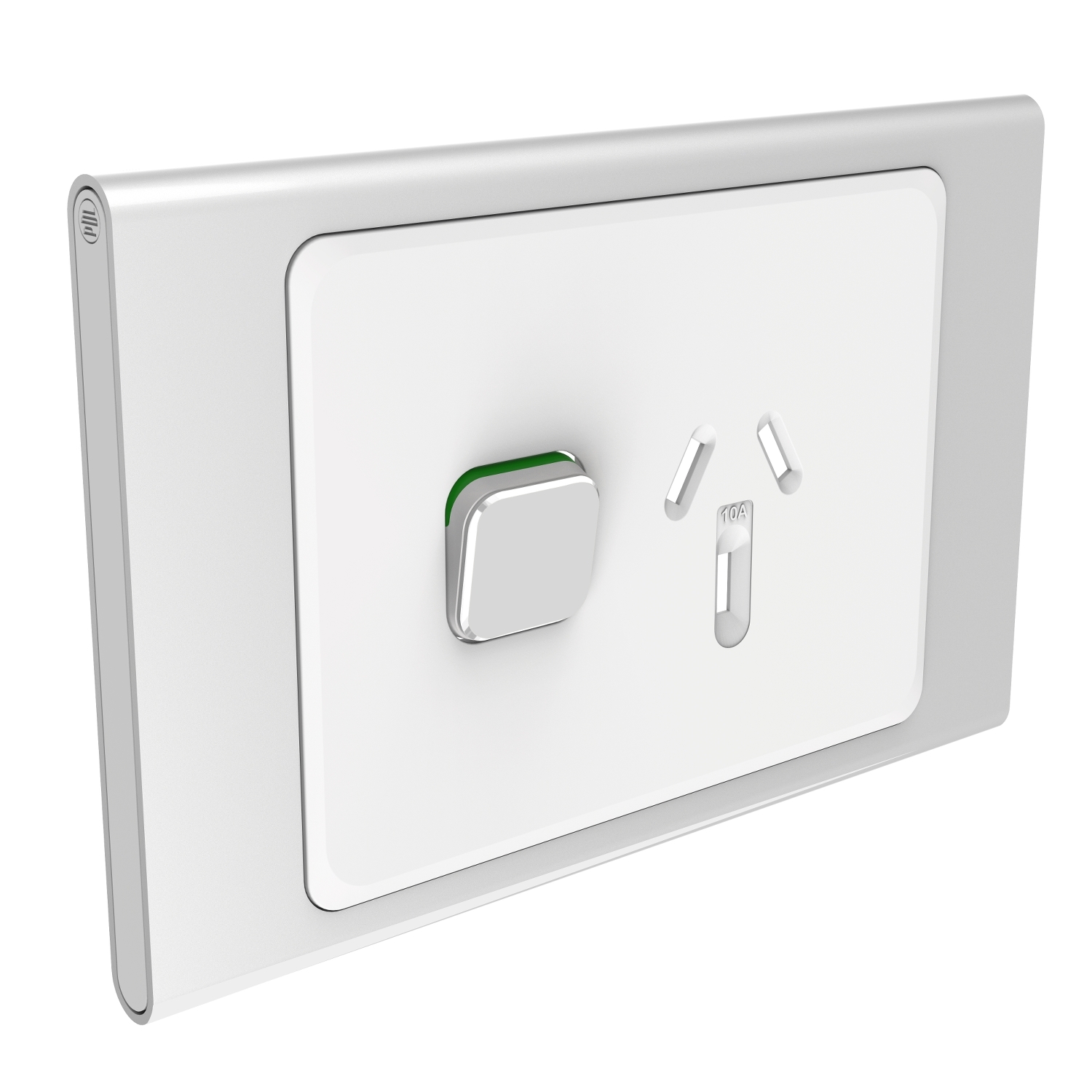 PDL Iconic STYL, cover frame, 1 switch & 1 socket, horizontal - Silver