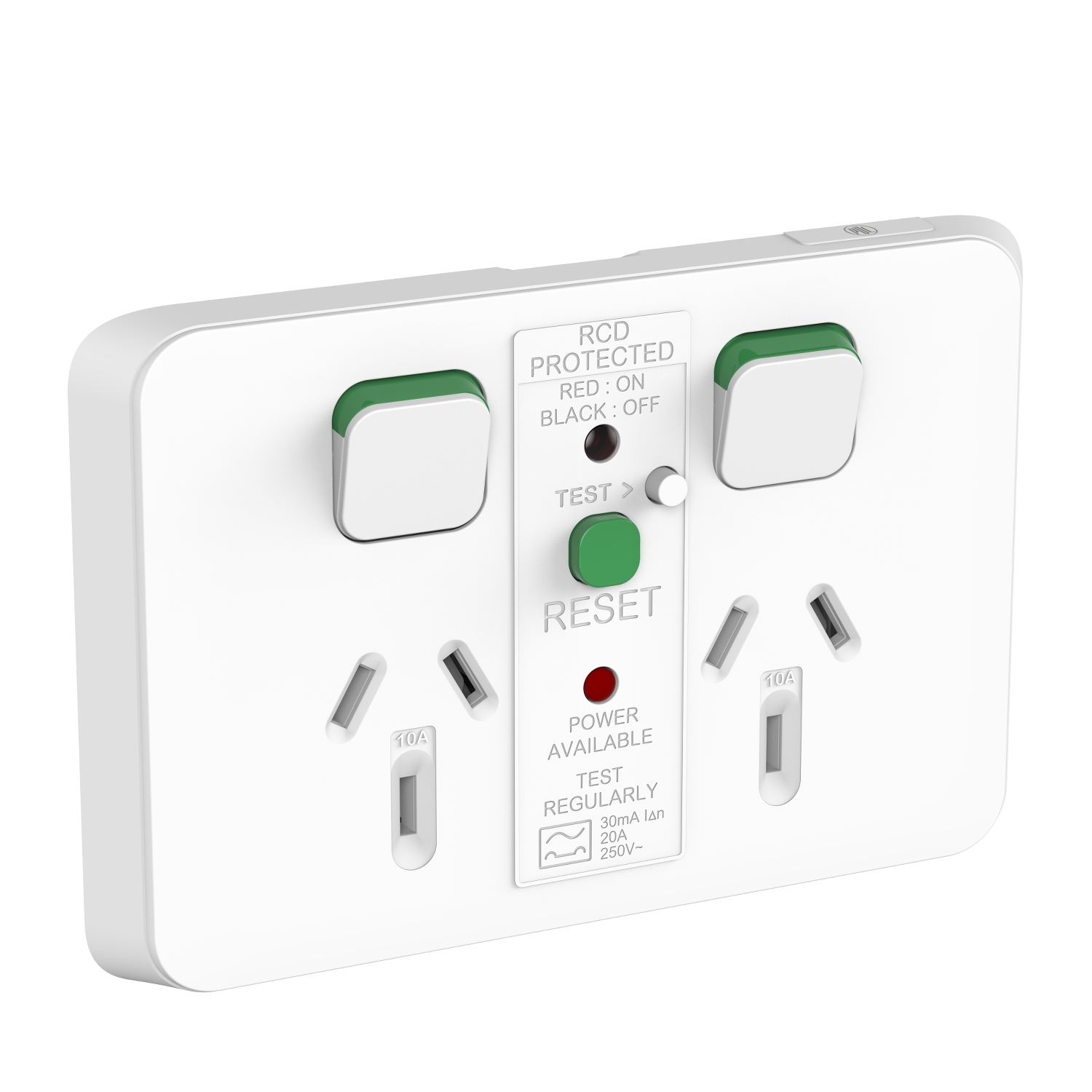 PDL395RCD30-VW - PDL Iconic Double Switched Socket RCD 30mA 10Amp - Vivid White