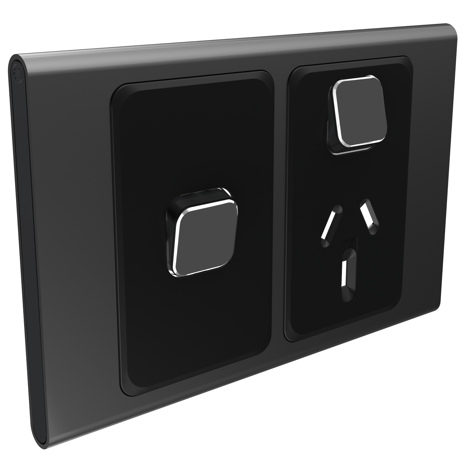 PDL Iconic Styl, cover frame, 2 switches & 1 socket, horizontal - Silver Shadow