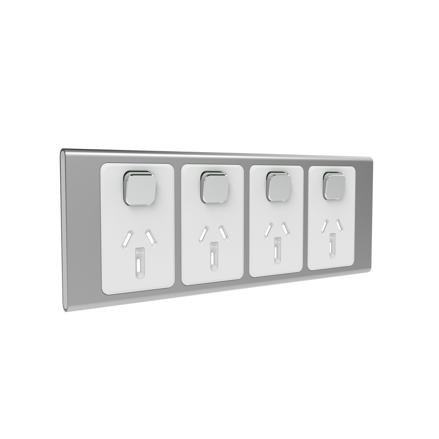 PDL Iconic Styl, cover frame, 4 switches & 4 sockets, horizontal - Silver