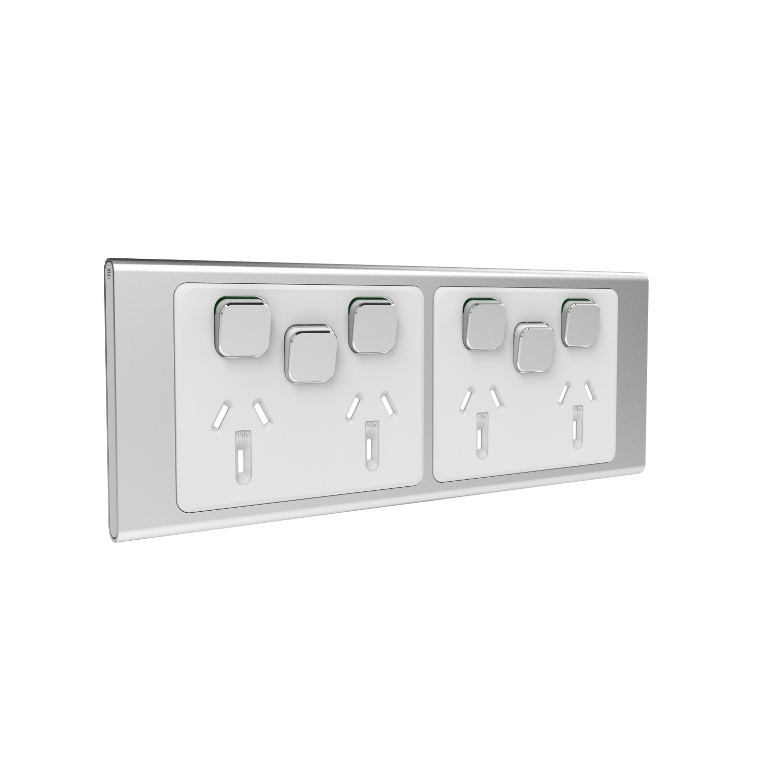 PDL Iconic, cover frame, 6 switches & 4 sockets, horizontal - Silver