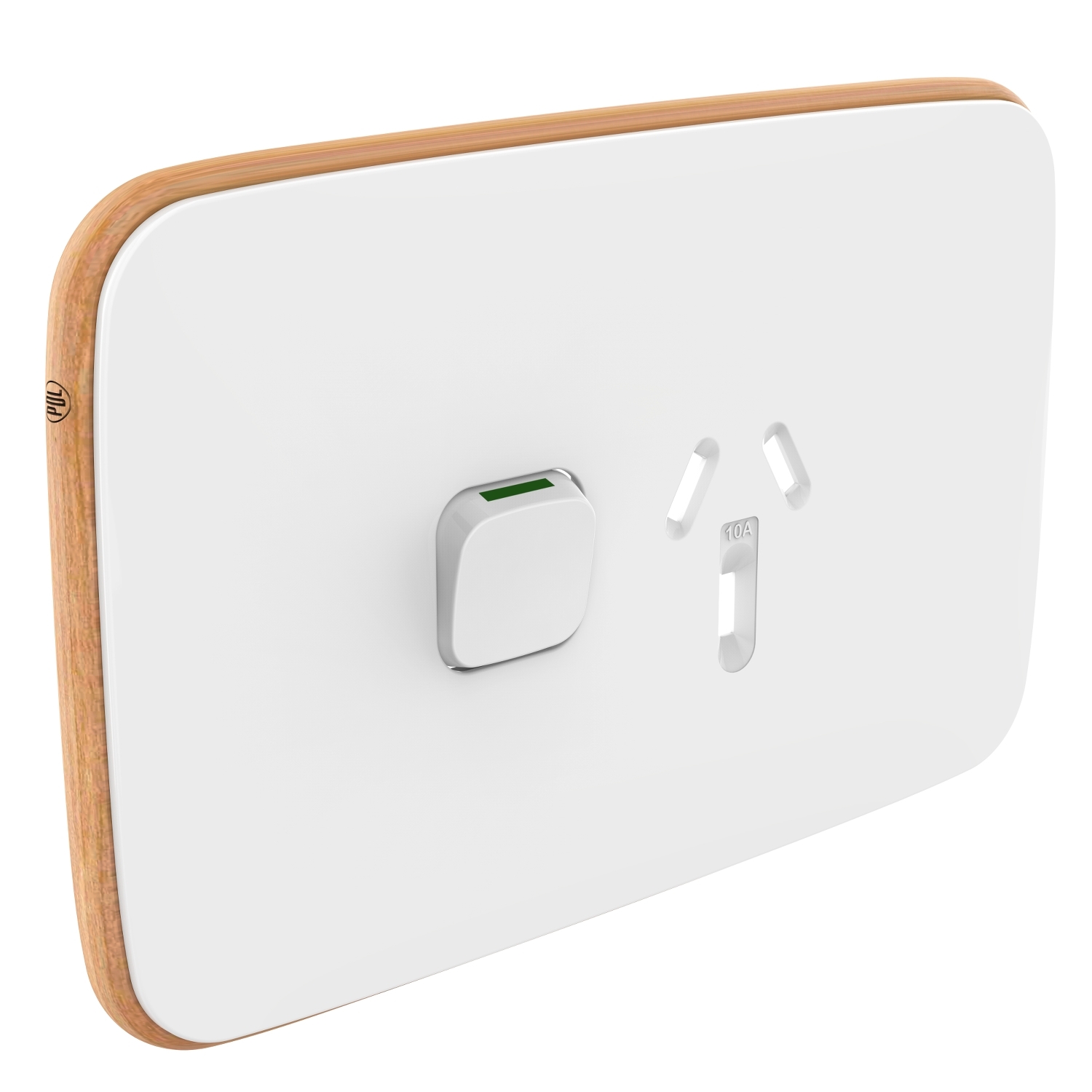 PDL Iconic Essence, cover frame, 1 switch & 1 socket, 10 A, horizontral - Arctic White