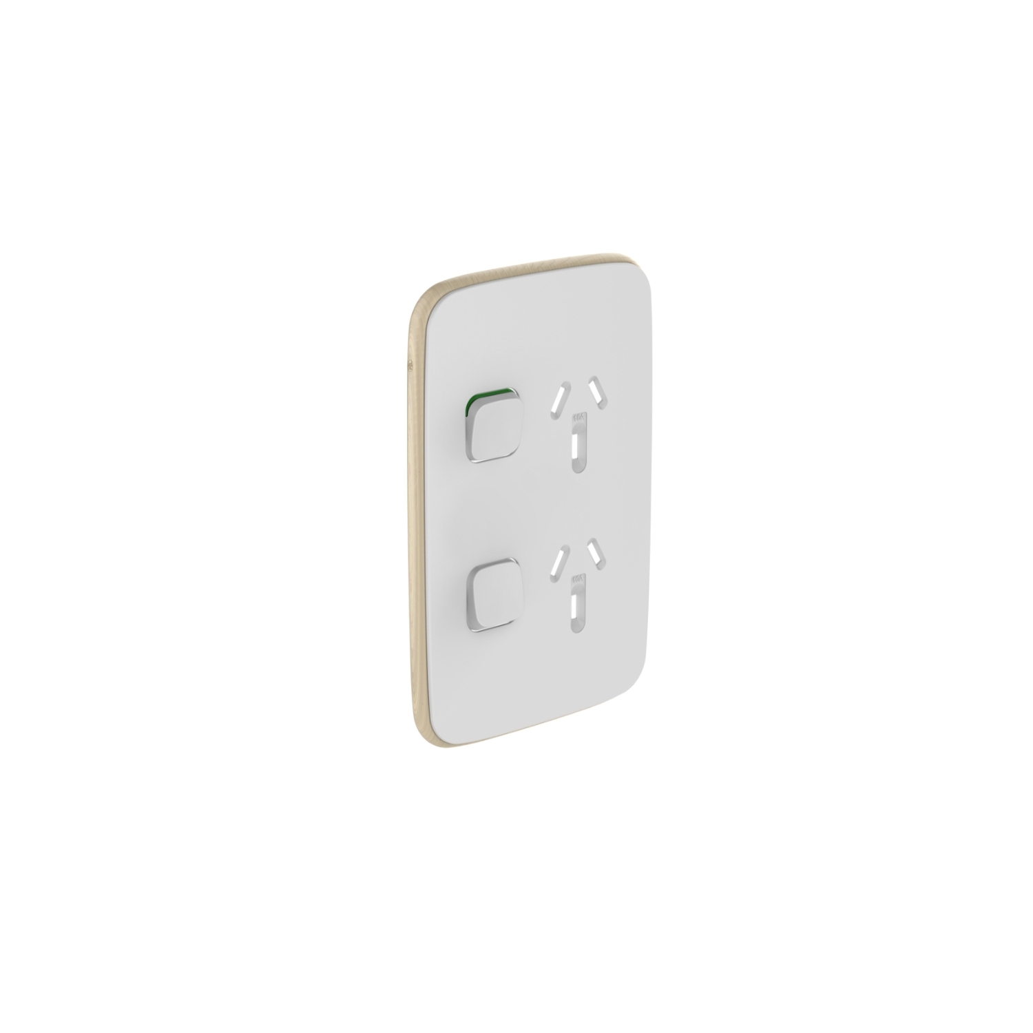 PDL Iconic Essence, cover frame, 2 switches & 2 sockets, 10 A, vertical - Arctic White