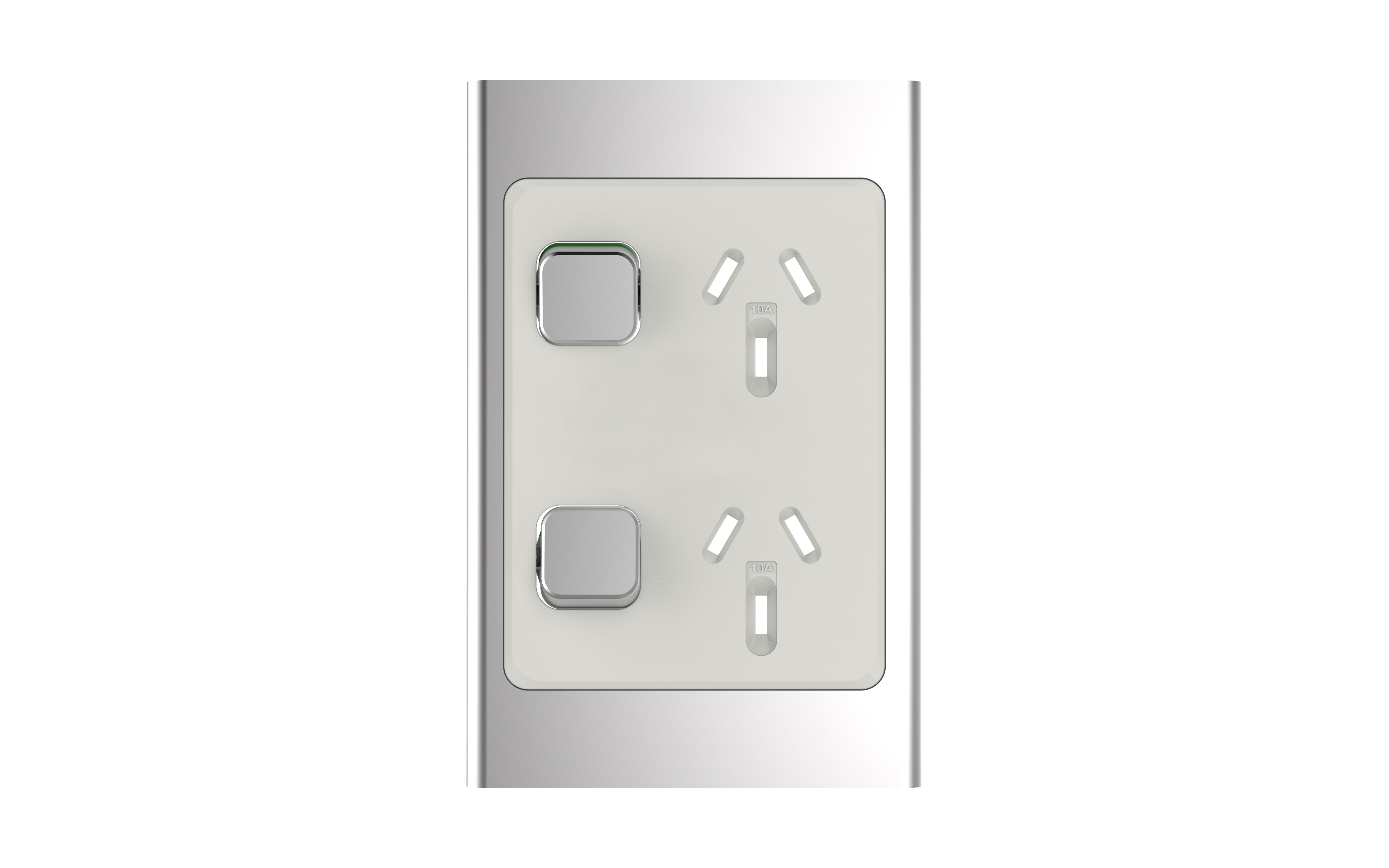 PDL Iconic Styl, cover frame, 2 switches & 2 sockets, vertical - Silver