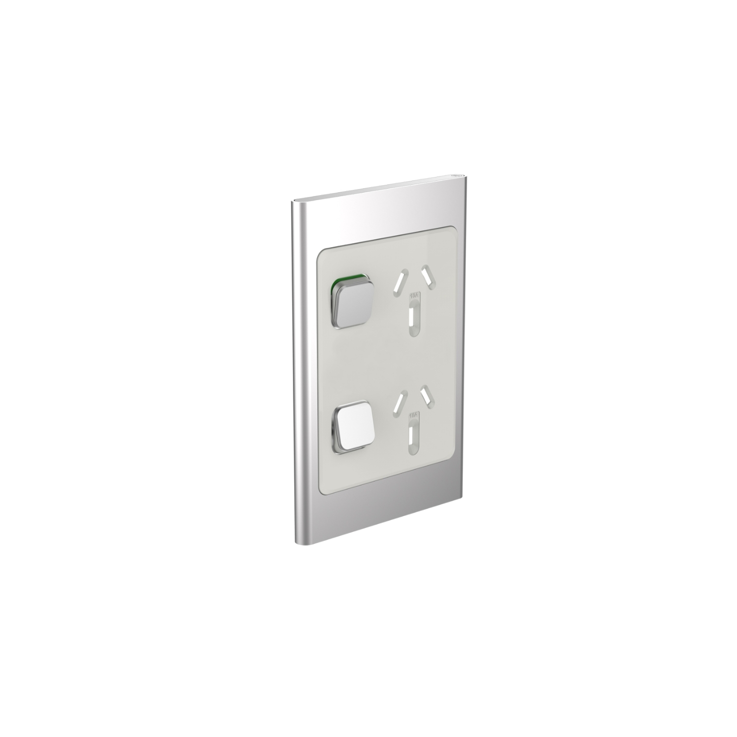 PDL Iconic Styl, cover frame, 2 switches & 2 sockets, vertical - Silver
