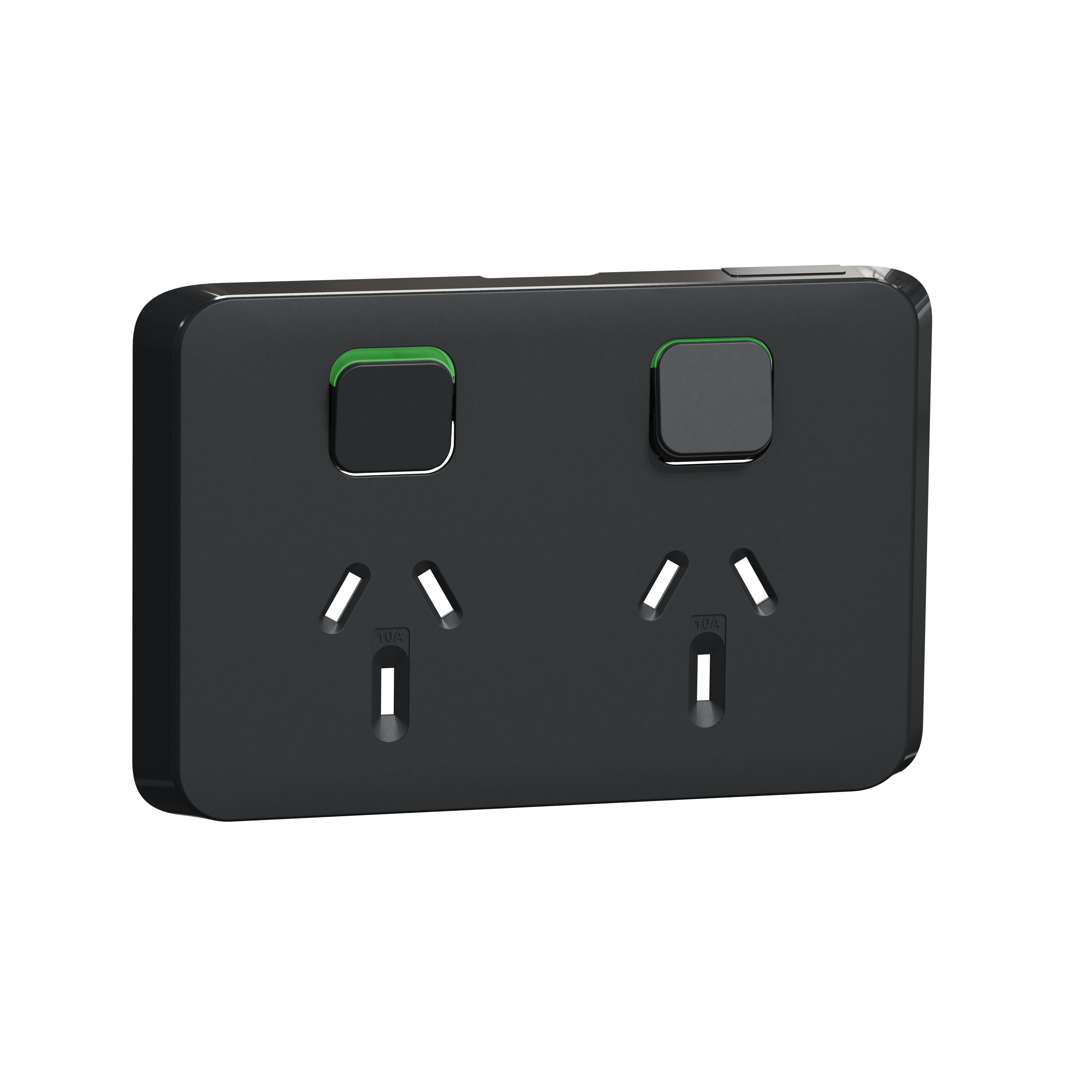 PDL395C-XB - PDL Iconic Cover Plate Double Switched Socket 10Amp - Black