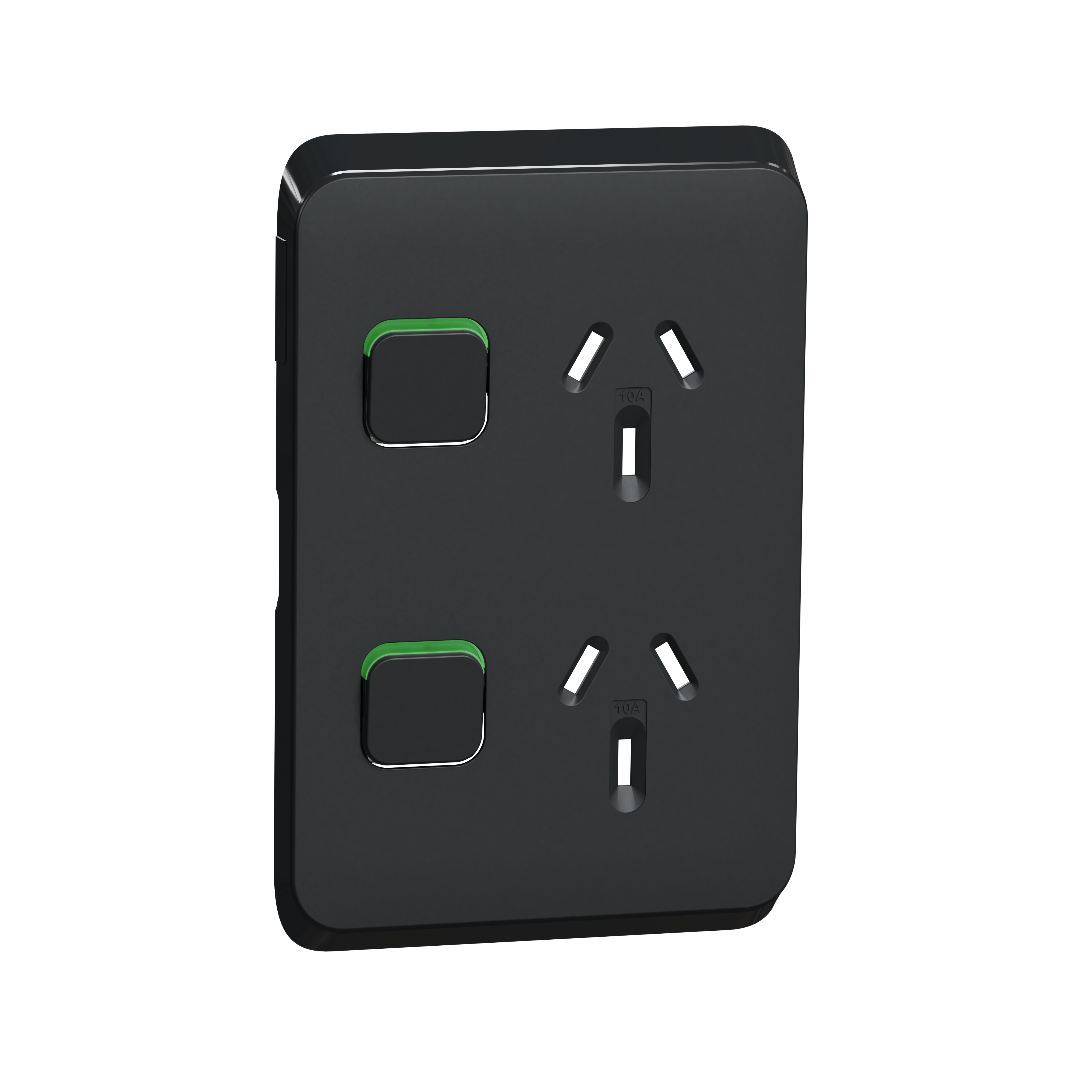 PDL392C-XB - PDL Iconic Cover Plate Double Switched Socket Vertical 10Amp - Black