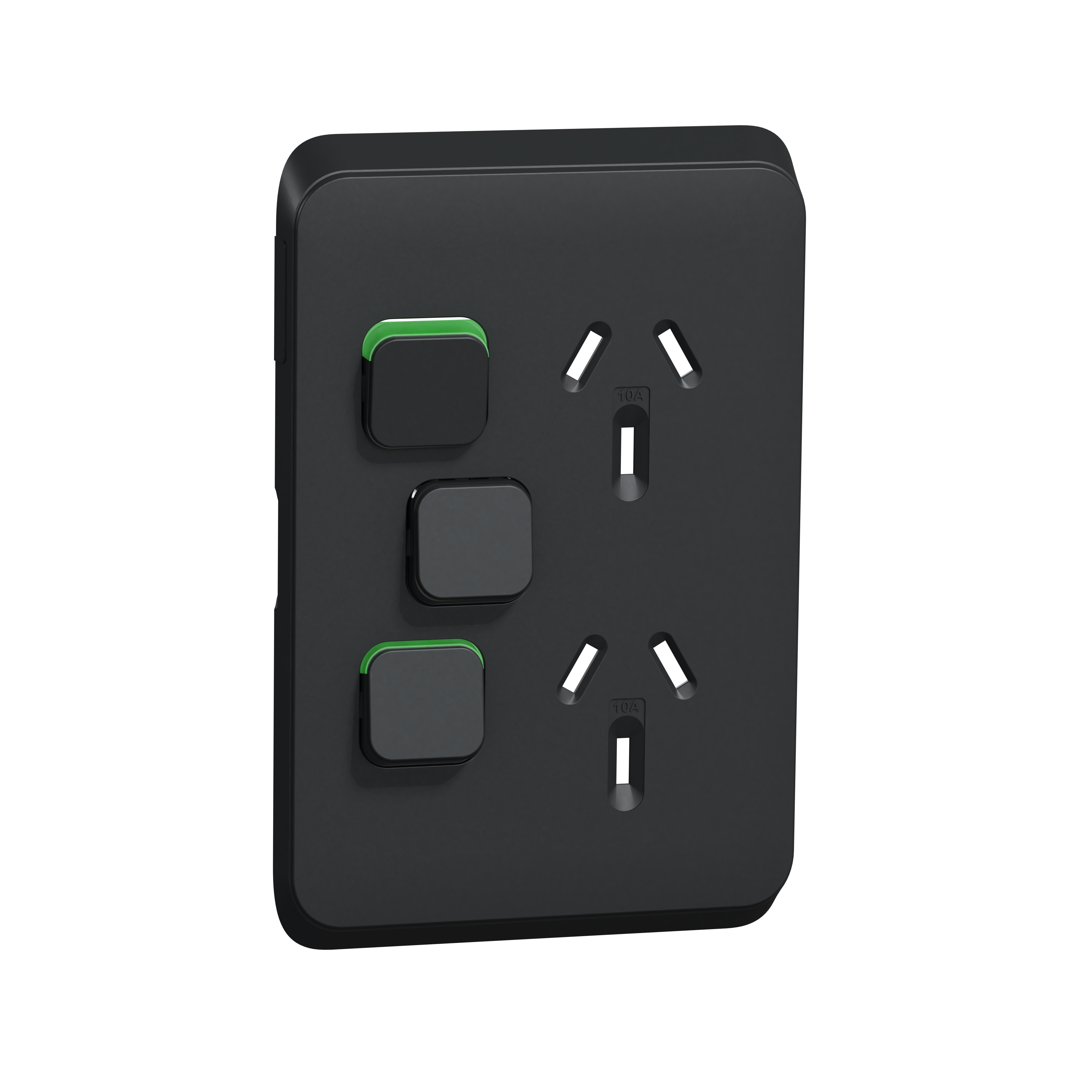 PDL392XC-XB - PDL Iconic Cover Plate Double Switched Socket + Switch Vertical 10Amp - Black