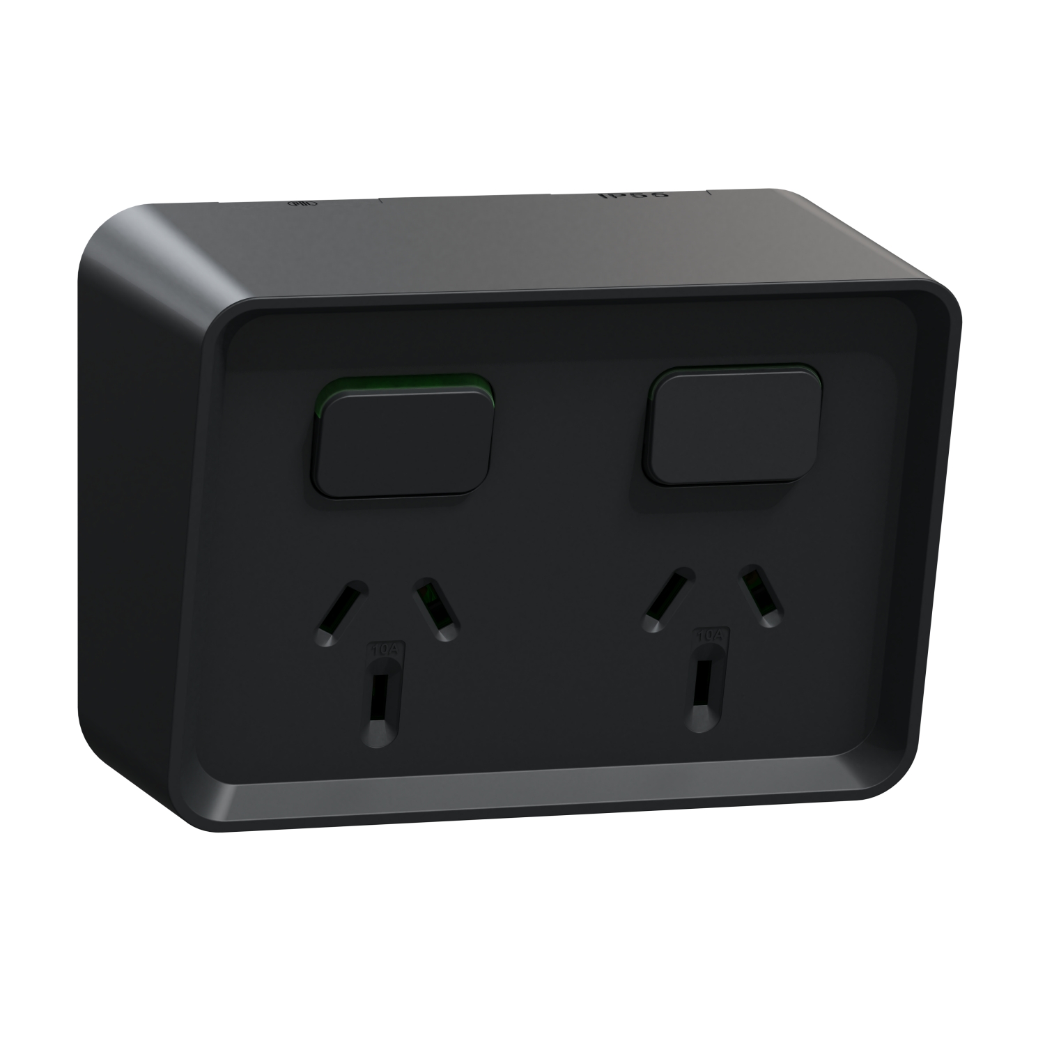 PDLO395-BK - PDL Iconic Outdoor Double 10Amp Socket, 250 V, Horizontal - Black