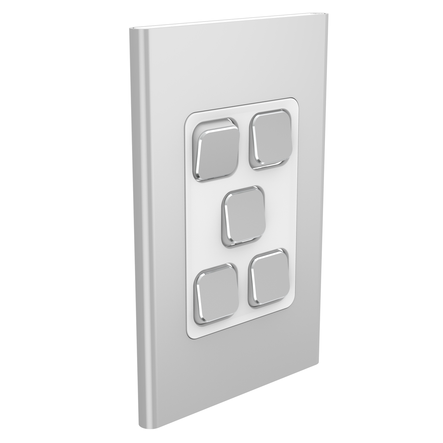 PDL Iconic Styl, cover frame, 5 switches, vertical - Silver