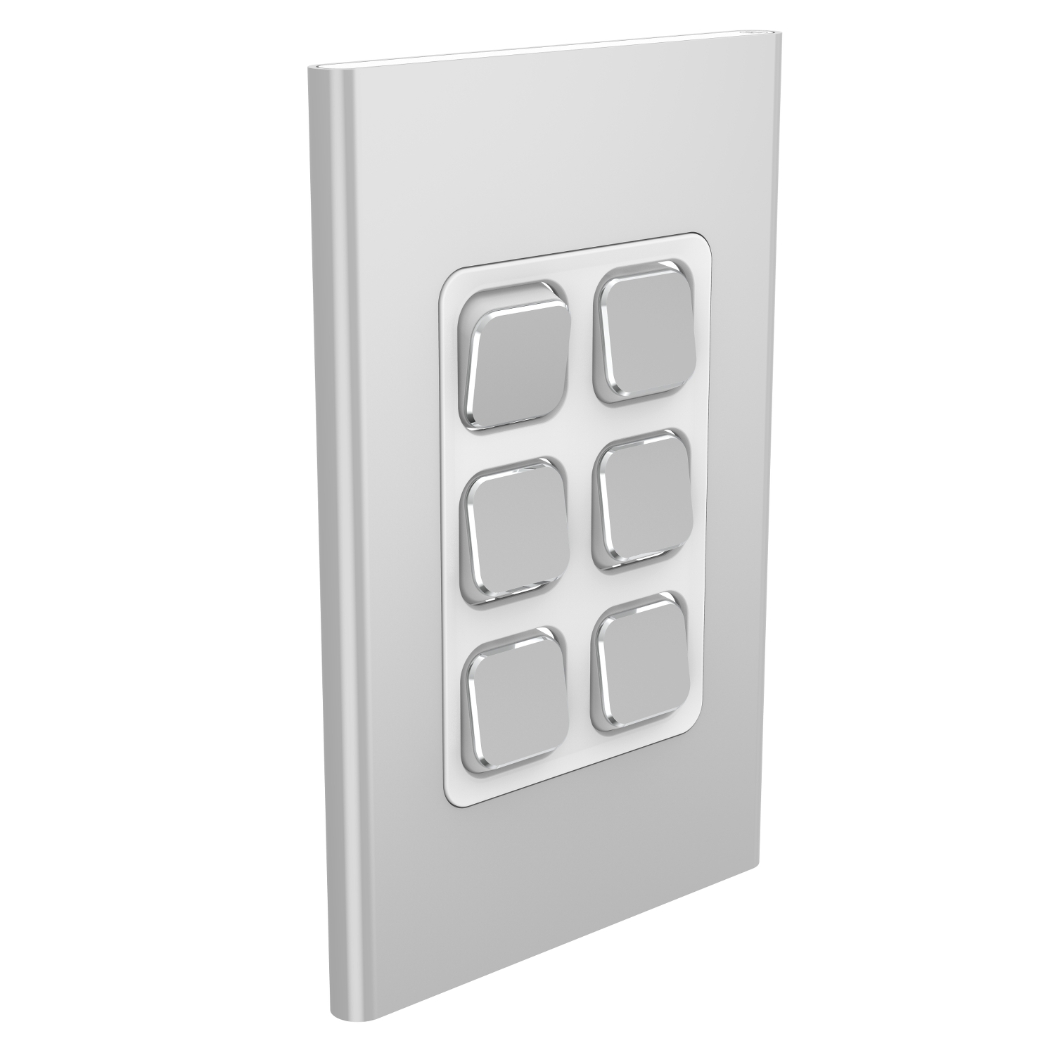 PDL Iconic Styl, cover frame, 6 switches, vertical - Silver