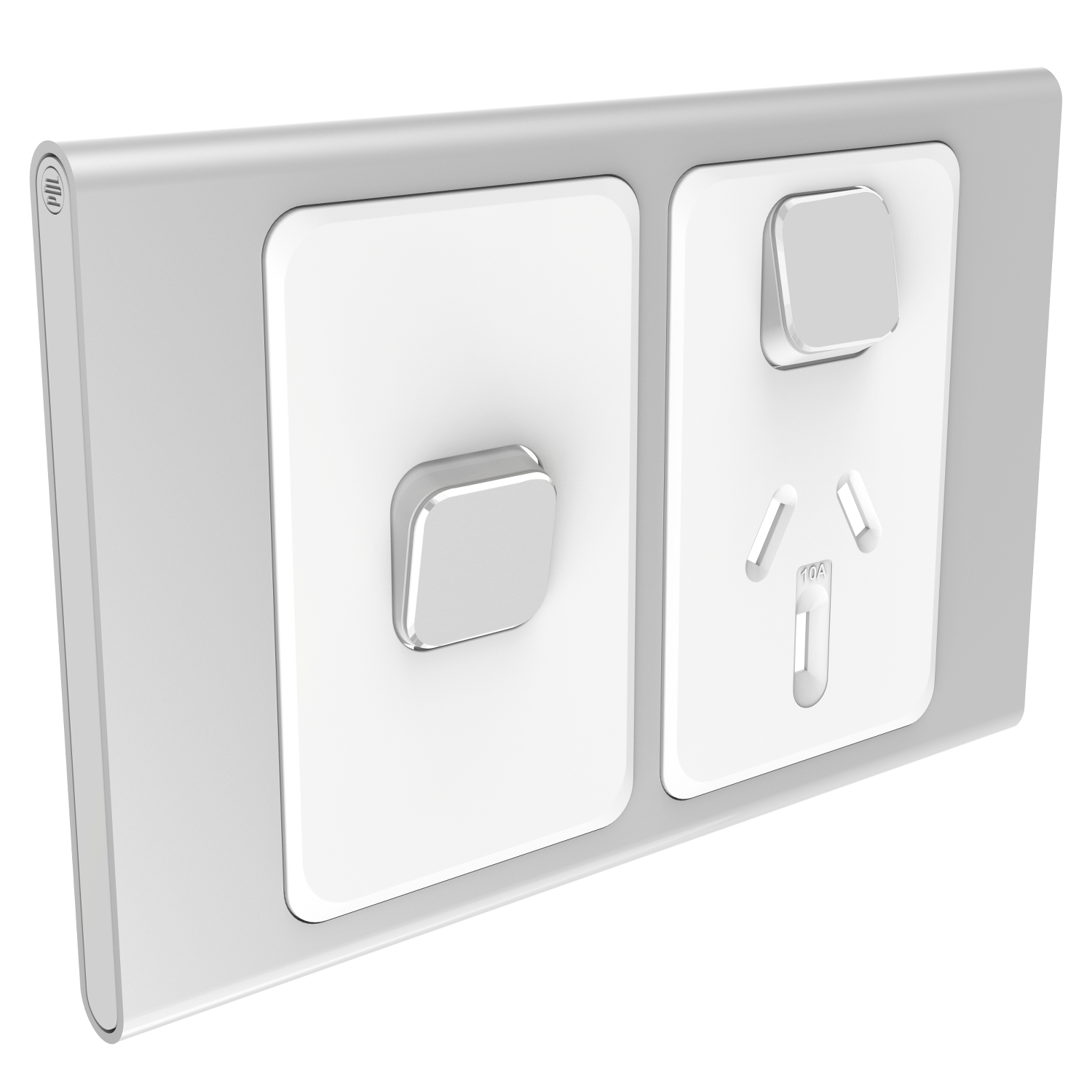PDL Iconic Styl, cover frame, 2 switches & 1 socket, horizontal - Silver 