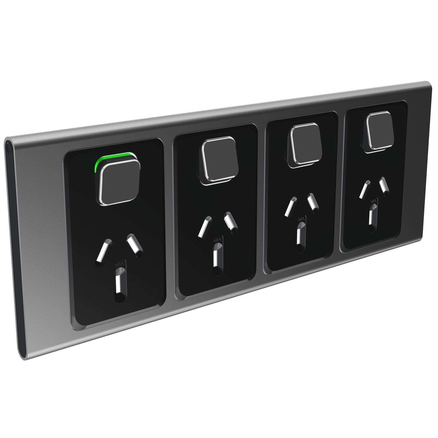 PDL Iconic Styl, cover frame, 4 switches & 4 sockets, horizontal - Silver Shadow