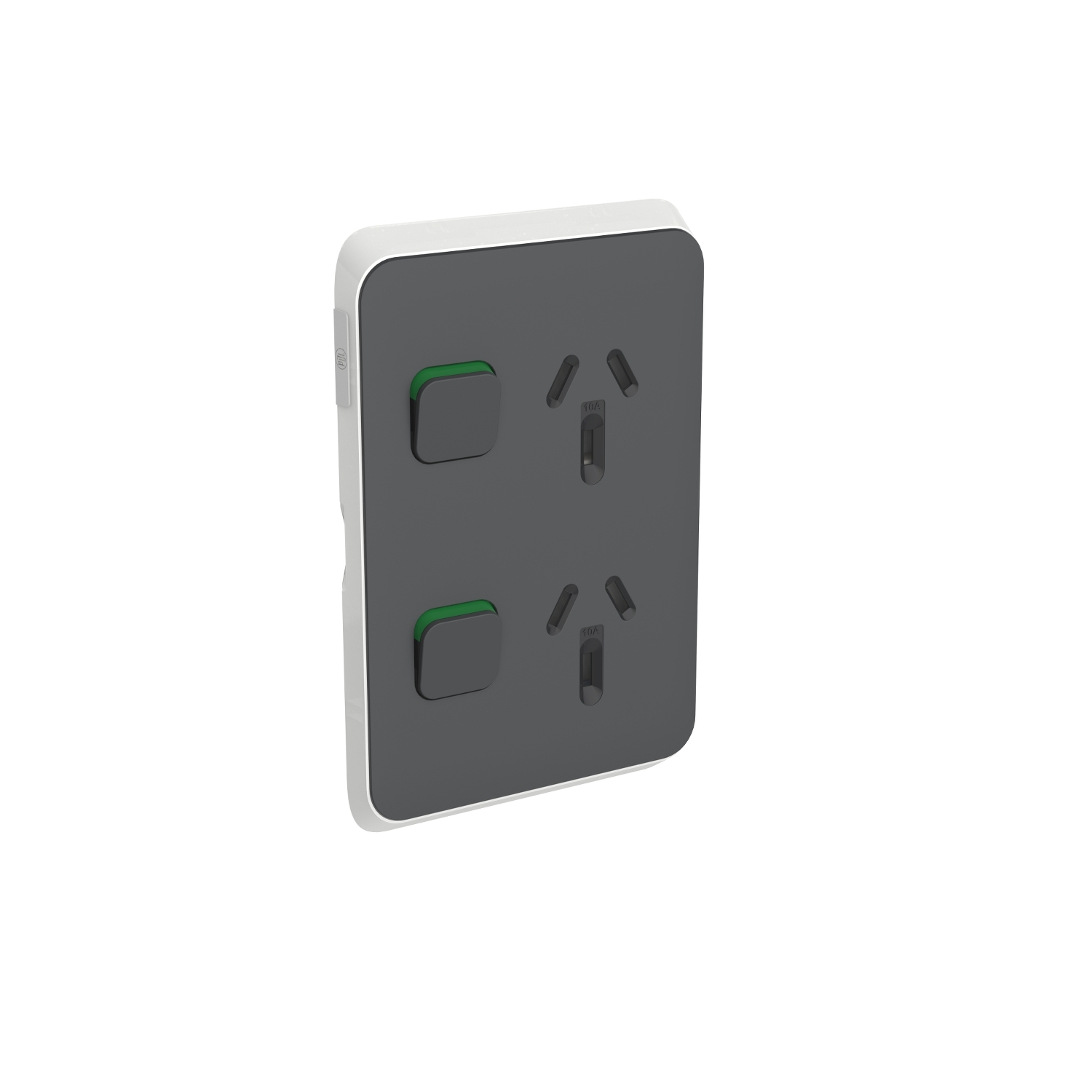 PDL392C-AN - PDL Iconic Cover Plate Double Switched Socket Vertical 10Amp - Anthracite
