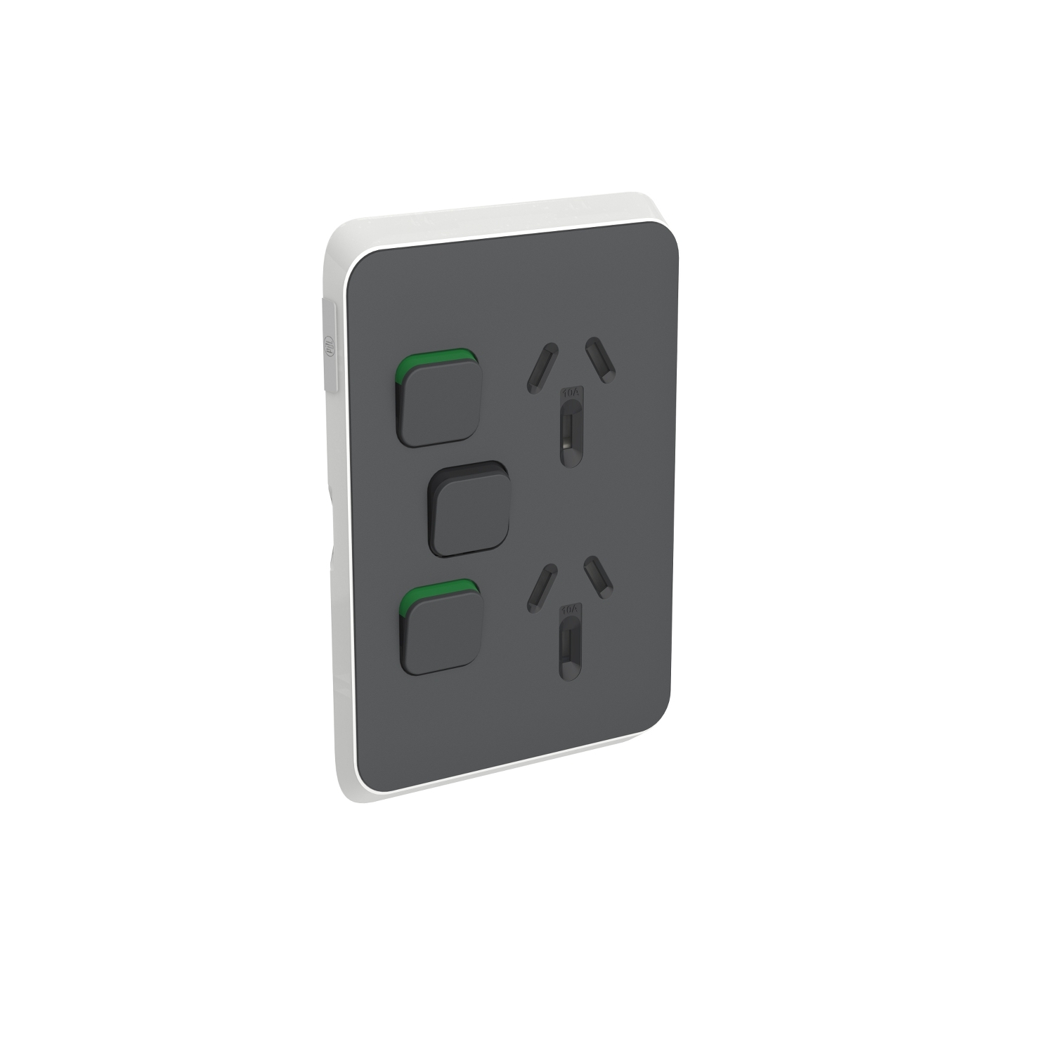 PDL392XC-AN - PDL Iconic Cover Plate Double Switched Socket + Switch Vertical 10Amp - Anthracite