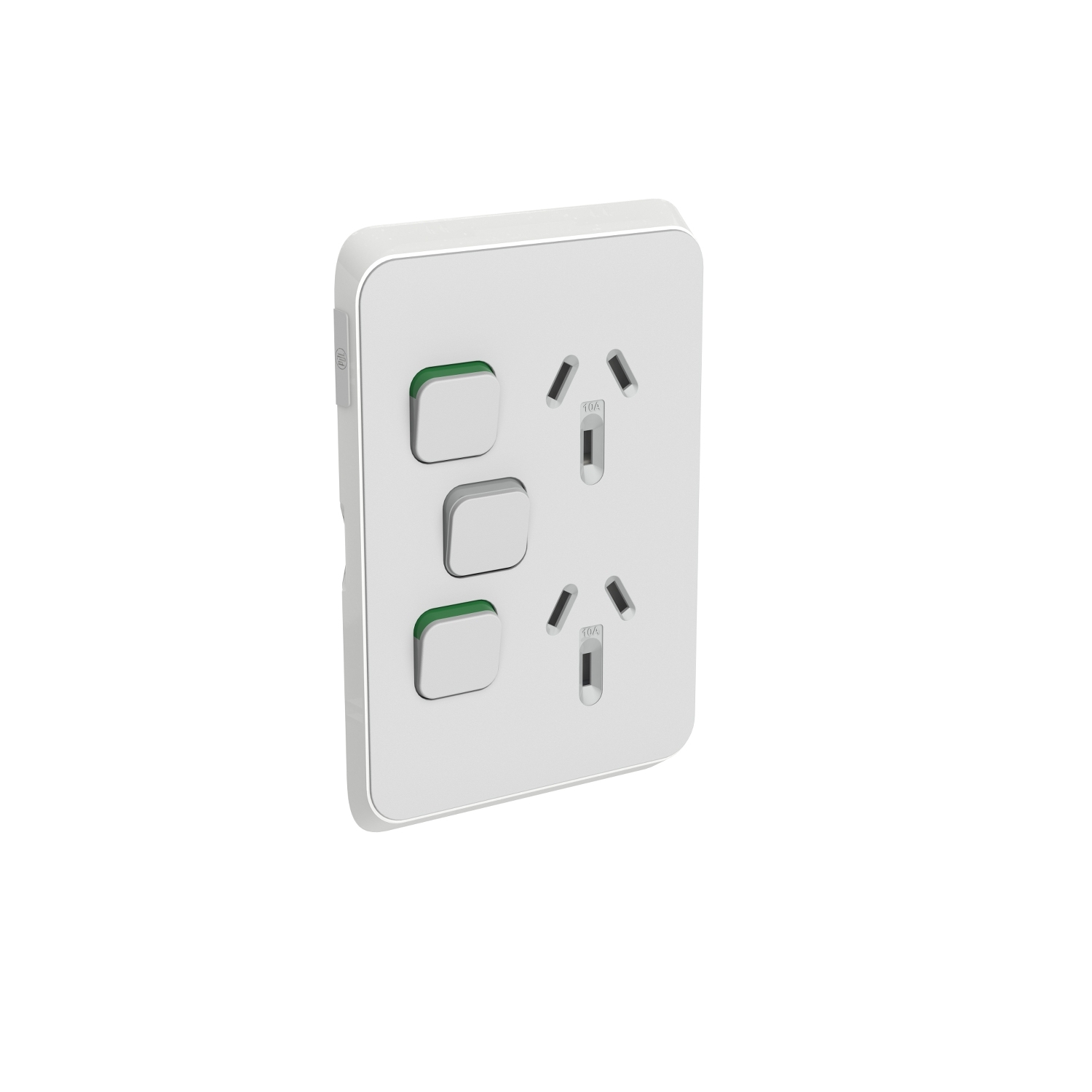 PDL392XC-CY - PDL Iconic Cover Plate Double Switched Socket + Switch Vertical 10Amp - Cool Grey