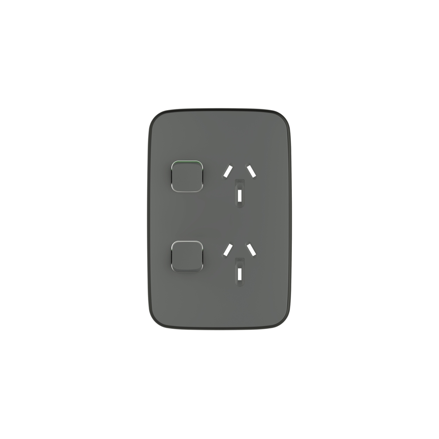 PDL Iconic Essence, cover frame, 2 switches & 2 sockets, 10 A, vertical - Ash Grey