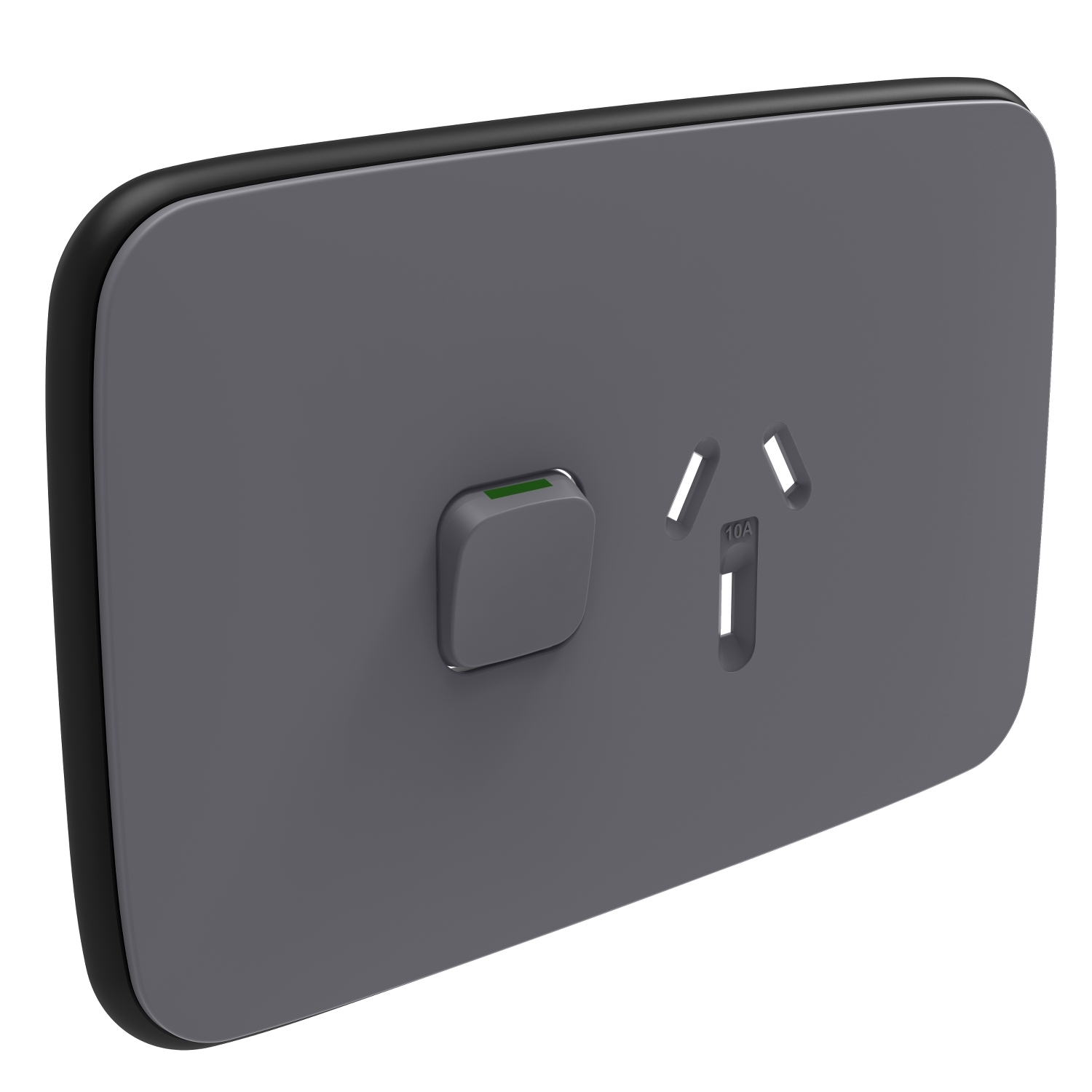 PDL Iconic Essence, cover frame, 1 switch & 1 socket, 10 A, horizontral - Ash Grey
