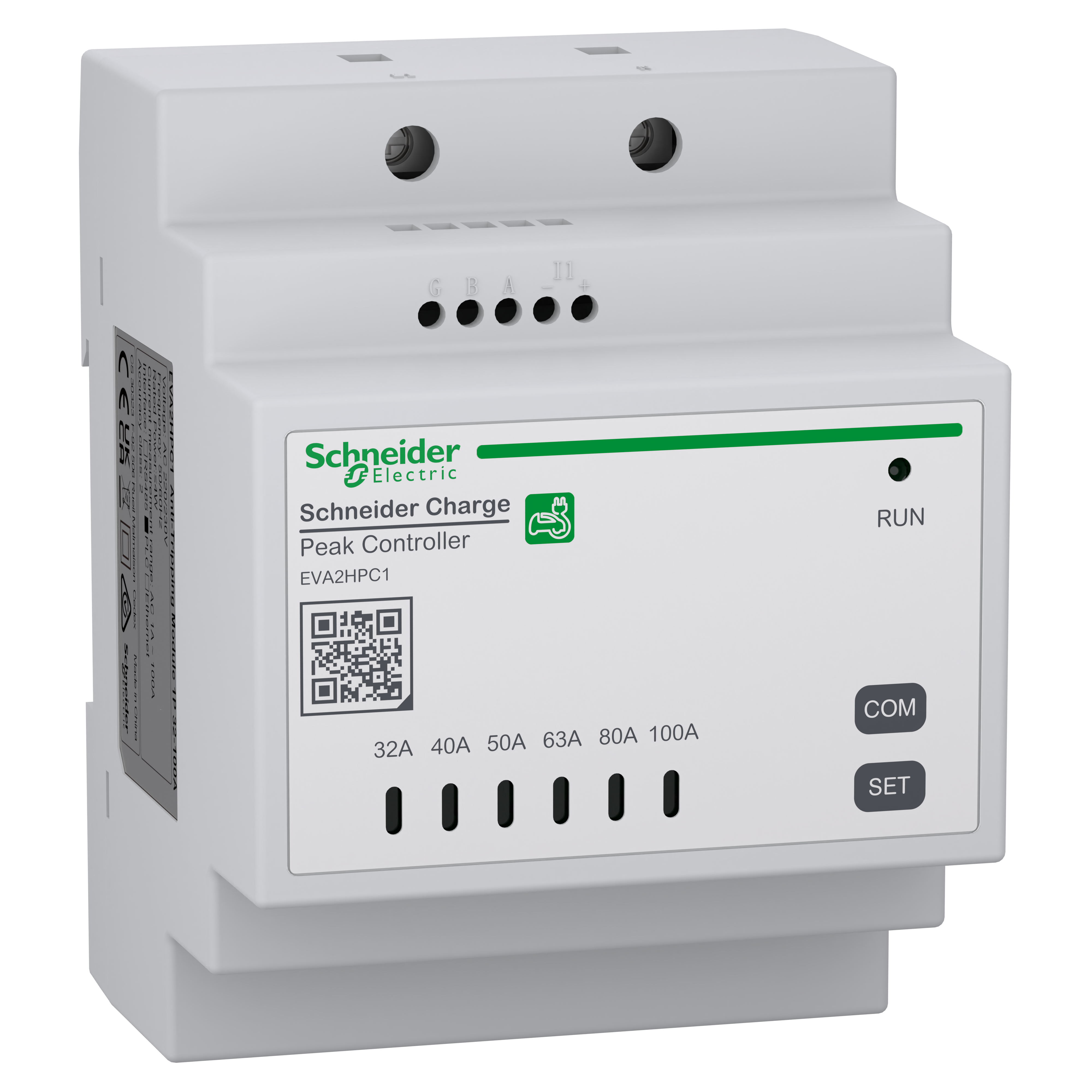 Load-shedder, Schneider Charge, 1P, maximum current allowed to charging station manually set from 32A to 100A